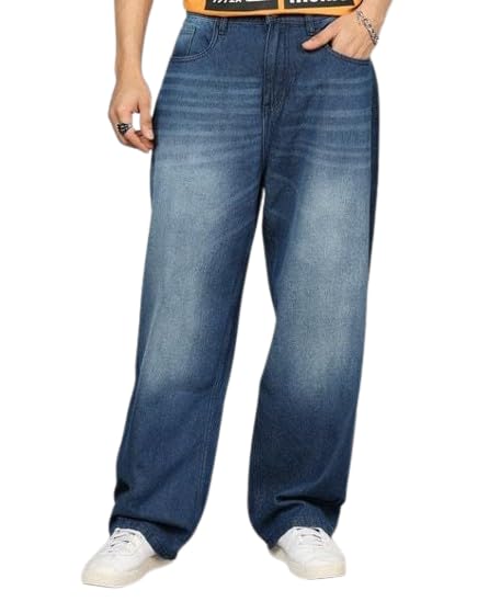 Image of M Q Denim Men Loose Fit Denim Jeans | Whisker Spray | Mid Rise & Pure Cotton | Daily Casual Wear