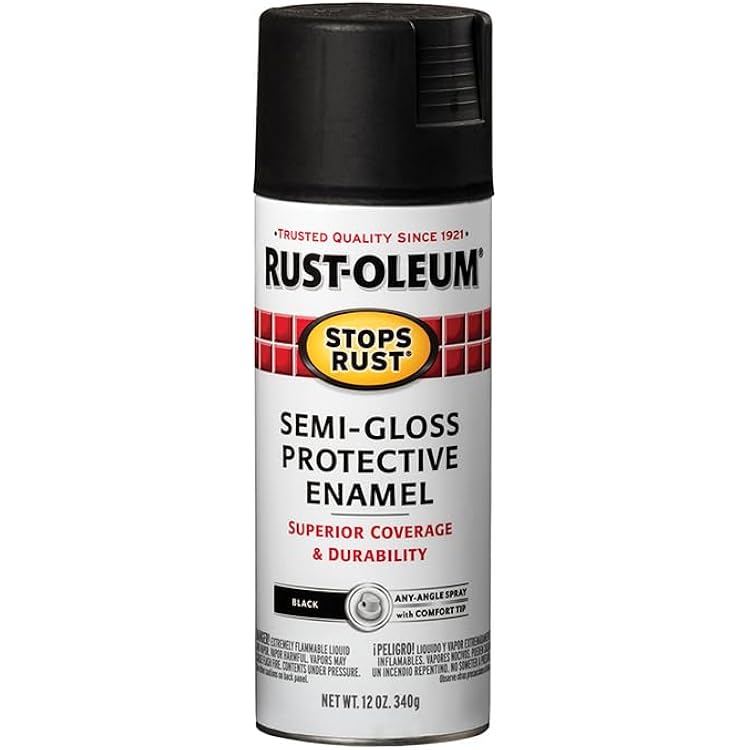 Rust-Oleum 7798830-6PK Stops Rust Spray Paint, 12 oz, Semi-Gloss Black, 6 Pack