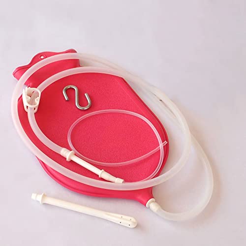 HealthAndYoga™ NaturoFlo Enema Bag Kit - Open Fountain top (2 Quart) - Silicone Tubing and Strong Metal Suspension