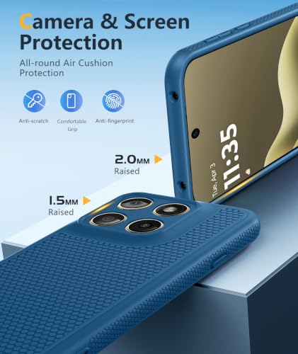 Image of FNTCASE for Motorola Edge 2026 Case: Moto Edge 2026 Case with Screen Protector Non-Slip 14FT Military Grade Drop Protection, Shockproof, Slim Fit, Anti-Scratch TPU Matte Phone Cover (Blue)