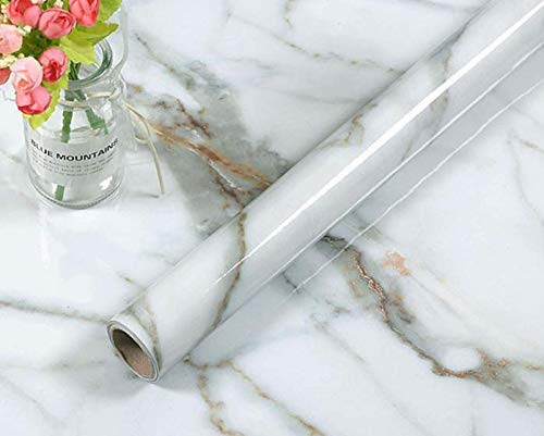 NAVPATH Kitchen Oil Proof White & Golden Marble Wall Paper 200cm x 60cm CM Peel and Stick Countertops Waterproof, Anti-Mold,Self-Adhesive Wall Sticker Backsplash Marble Wall Paper (B0CZL6VM98) Amazon Price History, Amazon Price Tracker