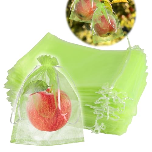 Bolsa de Protección de Uvas，100 Piezas Malla de Protección para Uvas Frutas Bolsas de Organza con Cordón para Proteger contra Pájaros, Avispas y Otros Insectos