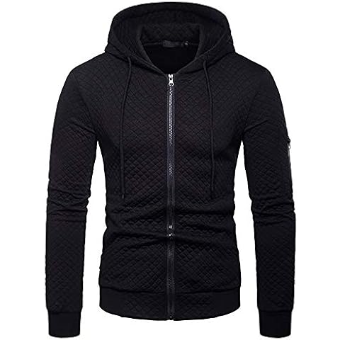 Mens Zip Up Hoodies Tracksuit Tops Hoody Plain Sport Hooded Sweatshirts Black L Cover