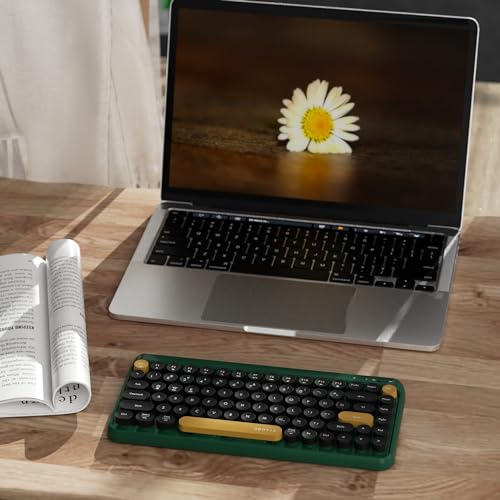 Image of UBOTIE Portable Bluetooth Colorful Computer Keyboards, Wireless Mini Compact Retro Typewriter Flexible 84Keys Design Keyboard