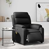 KHNLGFR Electric Massage Recliner Chair with 135 Degree Recline, Black Faux Leather Powered Recliner with 6 Vibration Massage Points and Side Pocket