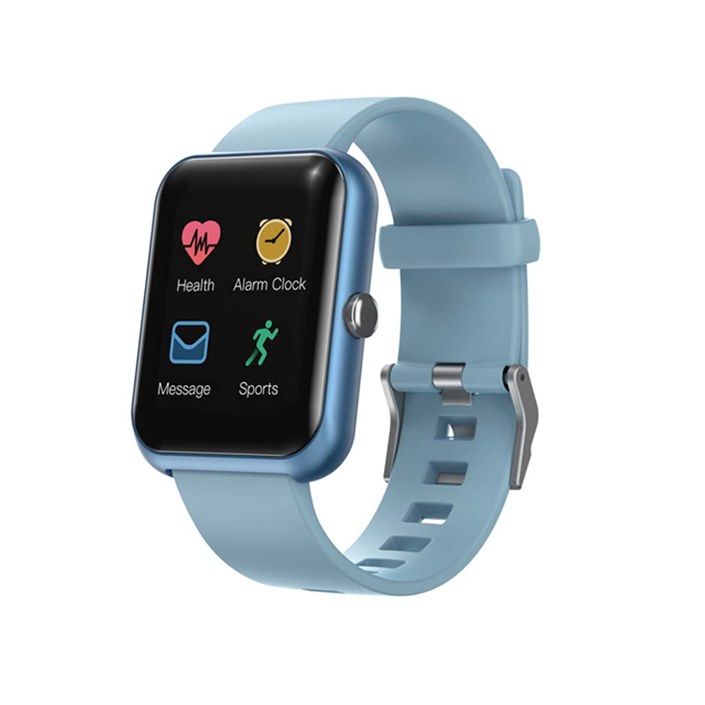 Smart Watch con Cardiofrequenzimetro, Smartwatch per Uomo Donna Fitness Tracker Monitor per Il Sonno Dell'ossigeno nel Sangue, Supporto per La Ricarica Wireless,Blu