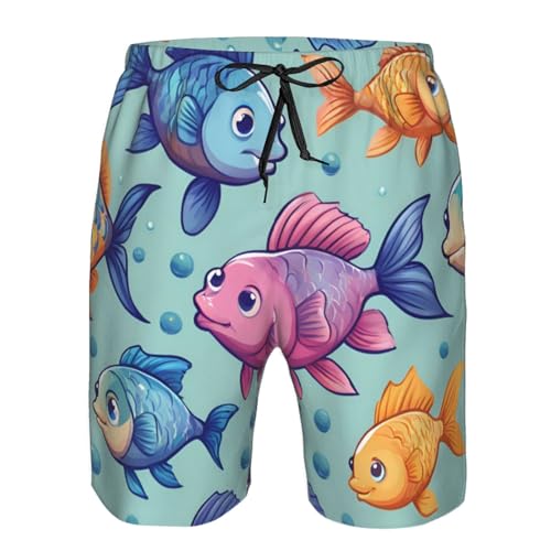 Cute Fish Print Stylish Men Beach Shorts Lightweight Cozy Swim Trunks Summer Casual Outings Holiday4