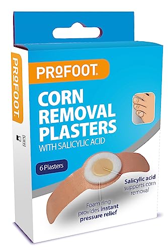 Profoot Corn Removal Plasters - 6 Adhesive Plasters Containing Salicylic Acid - Effectively Removes Corns and Calluses - Pain Relief Corn Plasters