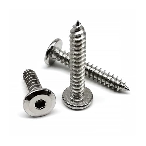 Hex Socket Large Flat Thin Wafer Head Self Tapping Wood Screw(14mm,50pcs M2.6)3