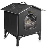 Rest-Eazzzy Cat House for Indoor and Outdoor Cats in Summer, Waterproof, Fully Insulated Shelter for Stray and Feral Cats, Great for Cat Houses for Outdoor and Cat Beds for Indoor Cats (Black, Small)