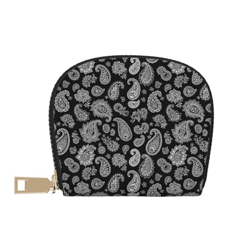 Credit Card Holder classic paisley black Small RFID Wallet Slim Leather Card Organizer Case with Zipper2