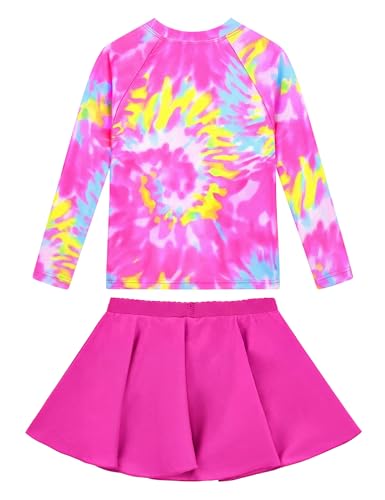 Image of Snowheart Girls Rash Guard Swimsuit Set Long Sleeve Bathing Suit Two Piece 3-12 Years