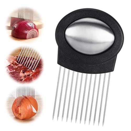 Zikenis Schneiderhalter für Zwiebeln aus Edelstahl,Schneidehilfswerkzeug,Food Slice Assistant,Gemüse Kartoffelschneider Slicer mit Geruchsentferner,Zum Schneiden von Tomaten,Fleisch,Zitronen (Schwarz) Zikenis Schneiderhalter für Zwiebeln aus Edelstahl,Schneidehilfswerkzeug,Food Slice Assistant,Gemüse Kartoffelschneider Slicer mit Geruchsentferner,Zum Schneiden von Tomaten,Fleisch,Zitronen (Schwarz)