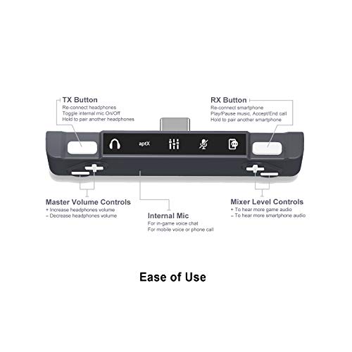 HomeSpot Bluetooth Adapter Pro, 2-in-1 USB-C Audio Mixer for Nintendo Switch/Lite, Mixing Audio + Voice Chat from Switch and Smartphone, for Bluetooth Headsets AirPods Pro, Bose, Sony, Jabra and More