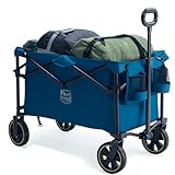 TIMBER RIDGE Carretillo Carro Camping Plegable 200L con Portavasos Mango Ajustable Carro de Jardín para Todos los Terrenos Al Aire Libre Camping Compras Pesca Carga MAX 100kg