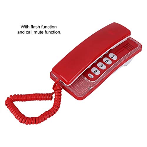 Teléfono fijo retro con montaje en pared, rojo miniatura 5