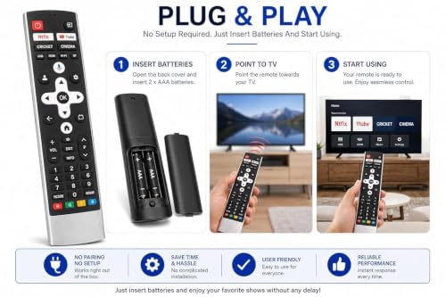 Image of BLACKSHEEP Remote Compatible with VU Smart LED TV with OTT Hotkeys | Plug & Play Replacement | Dedicated Shortcut Buttons | Long IR Range | Easy Navigation & Number Keypad