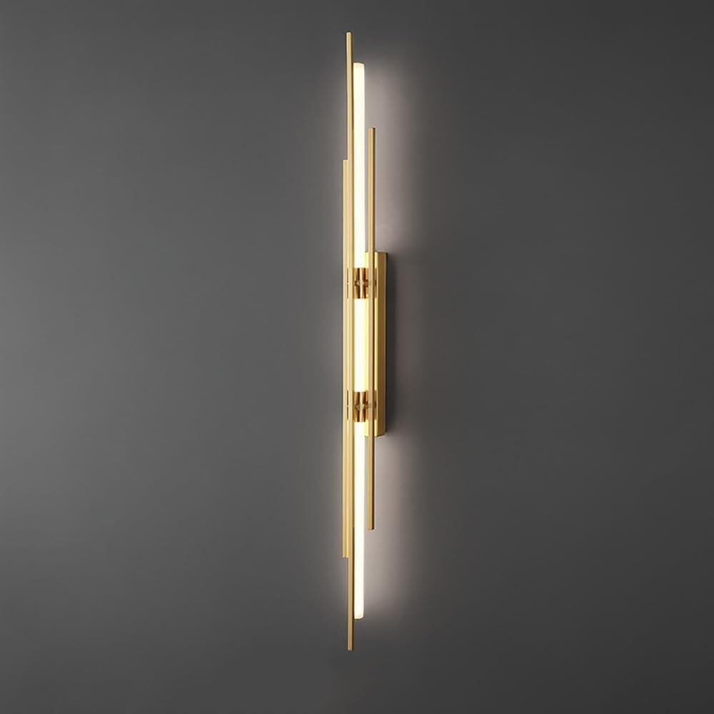 Lampada da Parete Mid Century LED Lineare Luce Moderna Decorazione per la Casa Striscia Lunga Applique Cablata 39,4" Barra Tubo Oro Apparecchi Industriale Fattoria per Camera da Le