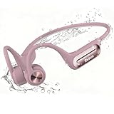 KIM HOST Bone Conduction Swimming Headphones, IP68 Waterproof Headphones with MP3 Player 32G Memory Wireless Sport Earphones, Open Ear Headphone Built in Mic for Running, Swimming, Cycling (Pink)