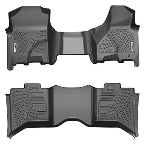 YITAMOTOR Floor Mats Compatible with 2012-2018 Dodge Ram 1500 2500 3500 Crew Cab, 2019-2022 Ram 1500 Classic Crew Cab, Custom Fit Black TPE Floor Liners 1st & 2nd Row All-Weather Protection