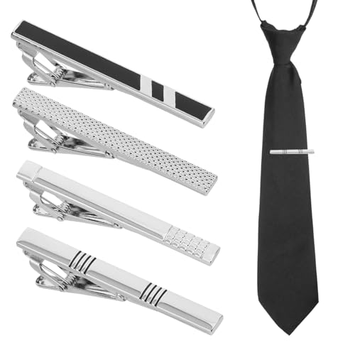 4 Stück Herren Krawattennadel,Krawattenklammer Set Für Herren,Klassische Krawattennadel Für Business,Krawattennadel Silber,Tie Clip Set,Krawattennadeln Für Valentinstag Hochzeit Freund Geschenk