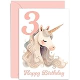 3rd Birthday Card for Granddaughter - Young Girl Unicorn Birthday Card - Three Year Old - Third Birthday Card for Girl - Unicorn Birthday Gift for Sister Daughter Niece | Blank Inside