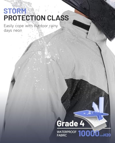 Oumurs Roupa de chuva para motociclista cinza escuro Grande, Cinza, G