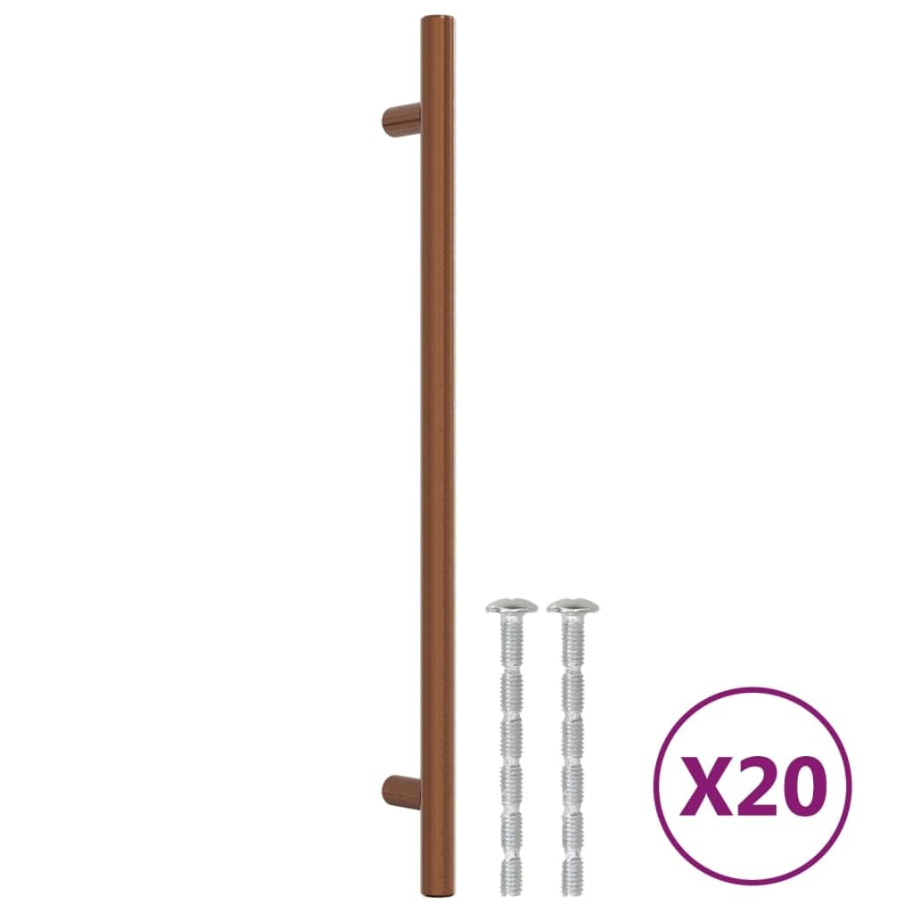 Uchwyty meblowe 20 szt. w kolorze brązu stal szlachetna 288 x 32 mm z rozstawem otworów 224 mm do szafy, komody i szuflady w nowoczesnym stylu wiejskim, śruby z możliwością przycięcia do