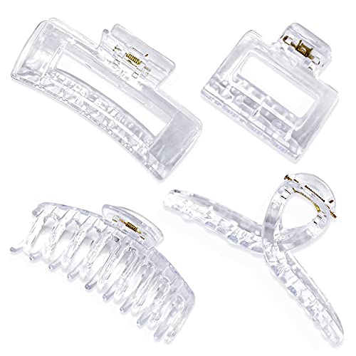 Chaobang 4 Pcs Transparent Hair Clips 4.33Inch For Thick/Fine/Thin Hair Women Girls, Strong Hold Teeth Interlocking Women's Large And Small Hair Clips (Transparent Hair Clips) #TOP19