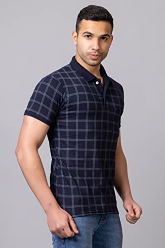 Image of PRORIDERS Half Sleeve 100% Pure Cotton Fabric Collared Regular Fit Men's Polo Checkered Tshirt with Pocket for Casual wear