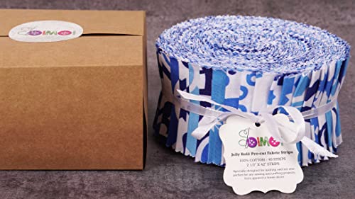 Soimoi 40Pcs Mosaic Print Cotton Precut Fabrics for Quilting Craft Strips 2.5x42inches Jelly Roll - Medium Blue - Image 4