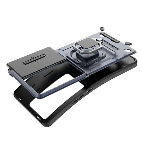 Image of Thermoplastic Polyurethane Camshield Pro Case With Slide Camera Protection And Ring Stand Bumper Back Case Cover For Vivo V40E (Blue)