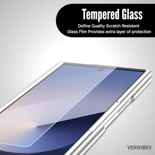 Image of Ultra Hybrid Luxury Leather Compatible with Samsung Galaxy Z Fold 7 (2025)| Built-in S Pen Holder| 360 Hinge Protection | Slim Shockproof Back Cover with Tempered Glass - White