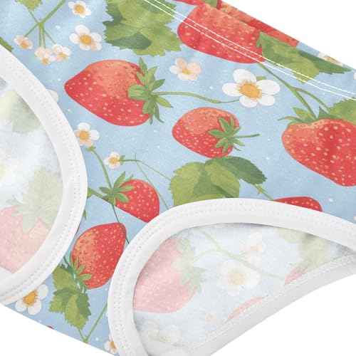 Wusikd Strawberries Green Girls' Underwear Cotton Leaves Flowers Girls Briefs Soft Toddler Underwear 2T4
