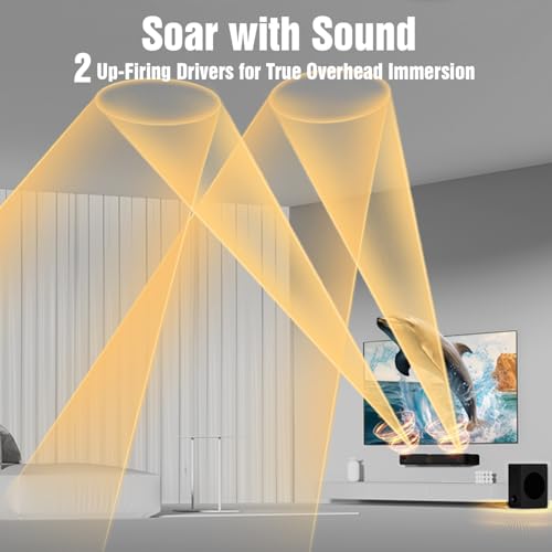 Hiwill 3.1.2CH Dolby Atmos Soundbar for TV Surround Sound, 5.25'' Subwoofer, 2 Up-Firing, 2 Side-Firing, 400W Peak Power Home Theater Speakers, 3D Sound Bar Bluetooth, eARC/ARC/Opt, Nimbus A312 - Image 4