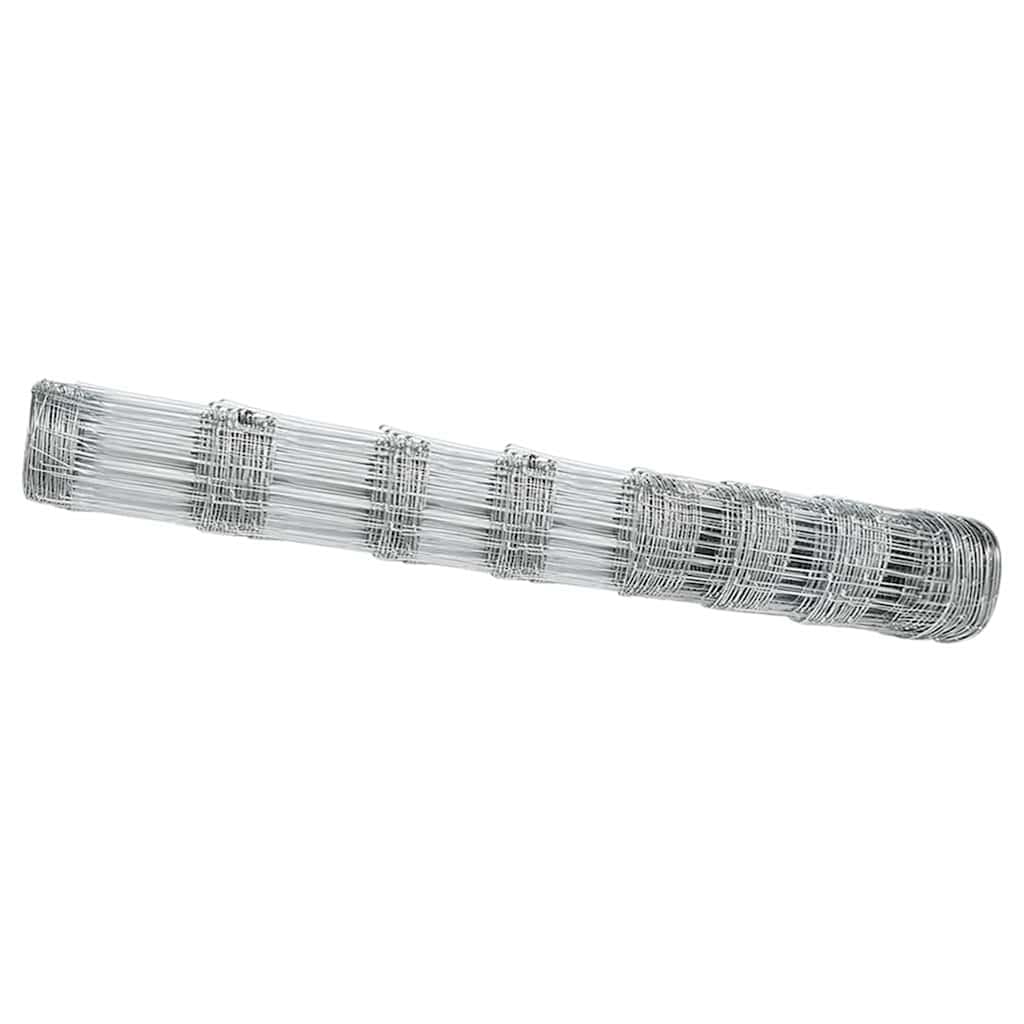 Galvanised Steel Field Fence Silver 25 x 1 m, Rust Proof Outdoor Garden Fence Roll for Livestock, Patio Boundary or Countryside Enclosure, Modern Rectangular Design, Easy Install Security Barrier