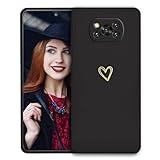 pouhye cover per xiaomi poco x3 nfc/poco x3 pro custodia originale, gomma gel di silicone liquida cover con protezione fotocamera, morbida sottile e antiurto antigraffio case nero