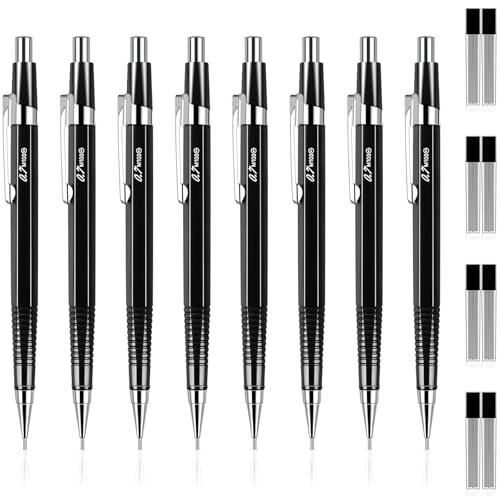 Image of Outus 8 Pcs Mechanical Pencil Metal Retractable Automatic Drafting Pencils Refills for Writing Drawing Signature Sketching Illustration Student Teacher Appreciation Giftsn(0.5 mm,Black)