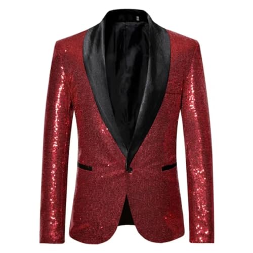 Niiyyjj Men's Sequin Suit Jacket Single Breasted Slim Fit Blazer Wedding Party Stage Tuxedo for Evening Events Khaki 5XL steampunk buy now online