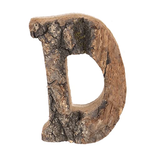 IWOWHERO Retro Wooden Ornament Letter 'd' Natural Tree Bark Decor DIY Craft for Home for Celebrations Decorations