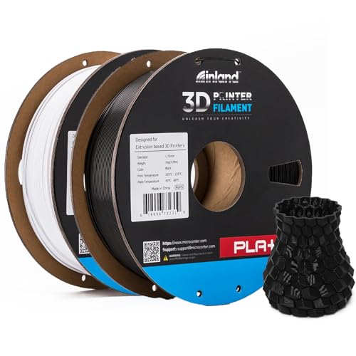 Image of INLAND Micro Center PLA+ 3D Printing Filament 1.75mm - PLA Pro Dimensional Accuracy + /- 0.03 mm - 1kg Cardboard Spool (2.2 lbs) (2 Pack Black & White, 1.75mm)