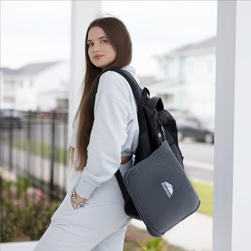 Image of BlueHills 2-Pack Premium Soft Travel Blanket Pillow Airplane Blanket in Soft Bag Pillowcase with Hand Luggage Belt and Backpack Clip, Compact Pack Large Blanket for Any Travel (Grey Gray T013)