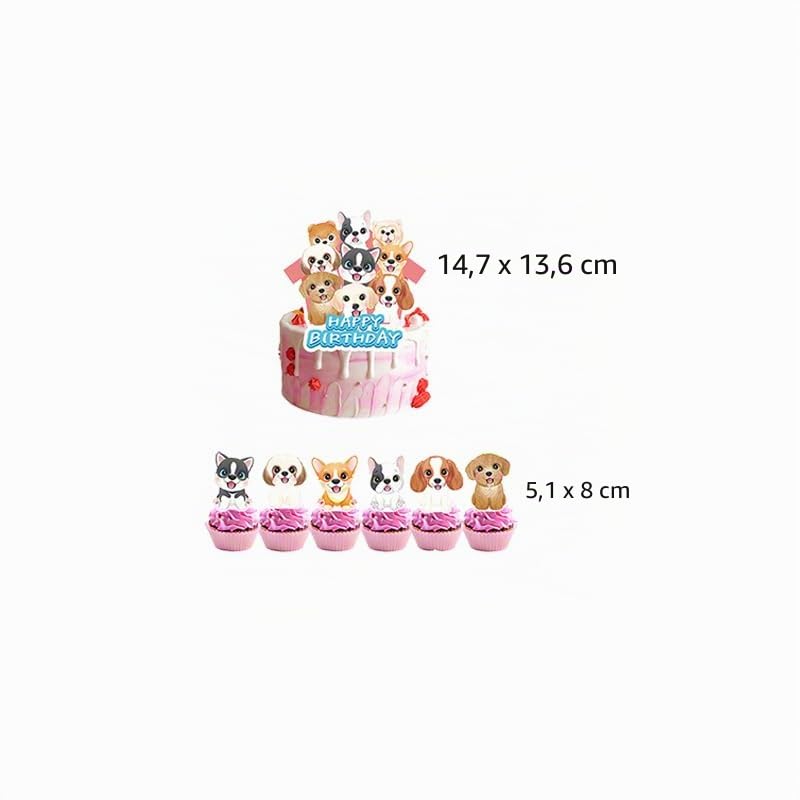 Geburtstagsdekoration Hunde – Pet Dog mit Topper Kuchen und Deco Torte – Dekoration für Hunde