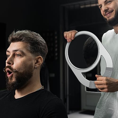 TASALON Espelho de barbeiro inquebrável – Espelho de mão redondo, espelho de mão para pendurar, espe