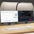 LED Desk Lamp for Home Office, 24W 31.5" Double Head Architect Desk Lamp with Clamp, 5 Colors Stepless Dimming Flexible Gooseneck, Eye Caring Computer Desk Light for Work Study Reading