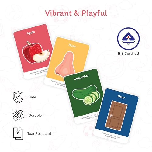 Image of 4-in-1 Flashcards for Kids (50 Cards) Screen-Free Learning for Toddlers (Ages 1-4) | Alphabets, Numbers, Shapes & Colors | India-Relevant Early Learning Cards | Tinymingle
