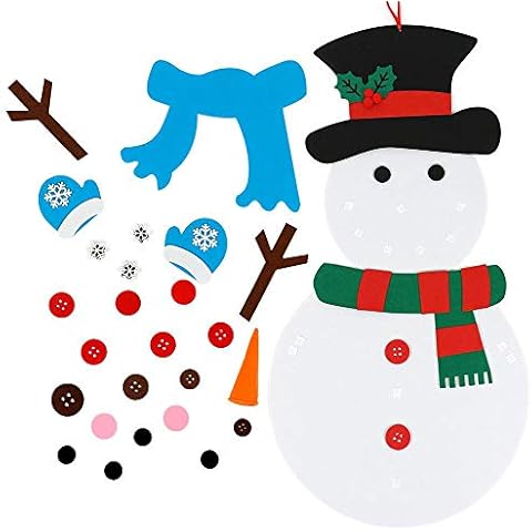 ASSR DIY Felt Christmas Snowman Games Set with 31 PCS Detachable Ornaments,20 x 39 Inch Wall Hanging Xmas Gifts for Christmas Decorations Christmas Door Wall Hanging Decorations Cover