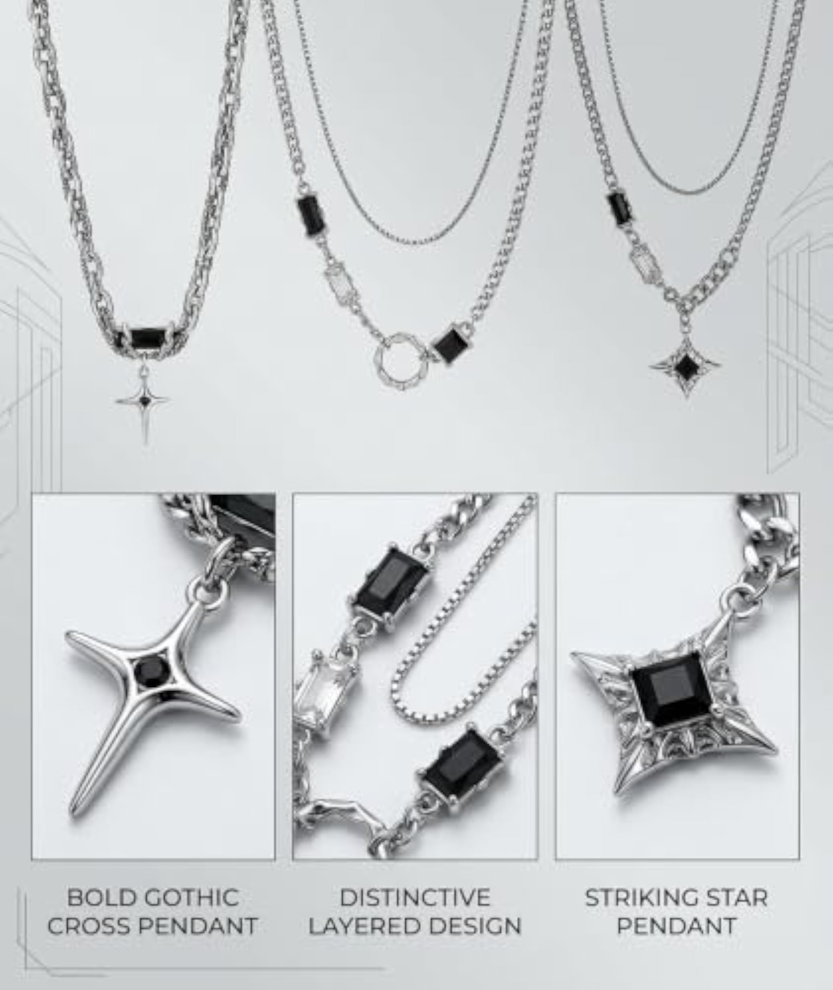 3-Piece Gothic Jewellery Set for Men