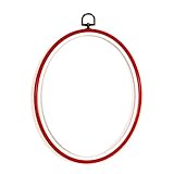 Vervaco Stickrahmen Plastik Stickerei Rahmen ROT Tambour Kreuzstich Zubehör Rahmen ca. 12 x 17 cm Stickring Kunststoff Wanddekoration DIY Stickbilder zum Aufhängen Handwerksmaterial