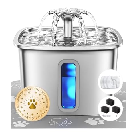 Veken Stainless Steel Automatic Pet Fountain 108oz Cover